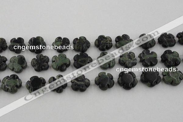 CFG1027 15.5 inches 16mm carved flower kambaba jasper beads