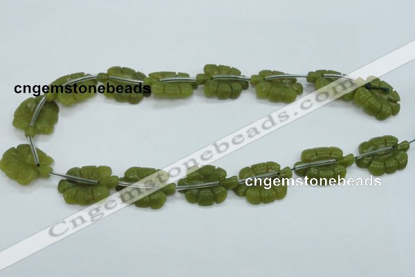 CFG11 15.5 inches 20*28mm carved leaf Korean jade beads