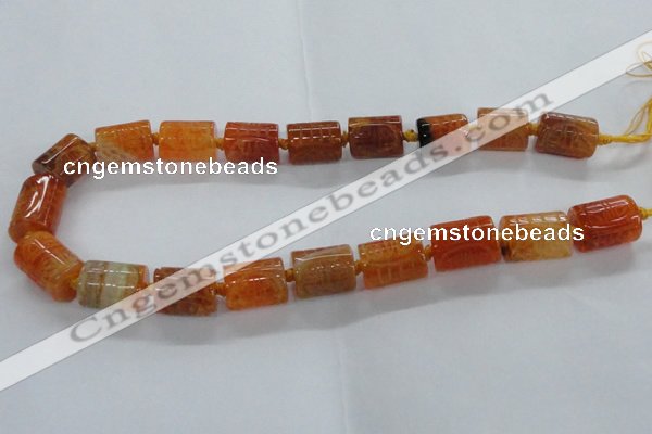 CFG1101 15.5 inches 15*20mm carved tube agate gemstone beads