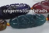 CFG1115 15.5 inches 12*35mm - 12*43mm carved rice agate beads