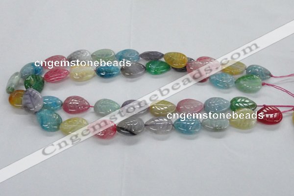 CFG1121 15.5 inches 15*20mm carved leaf agate gemstone beads