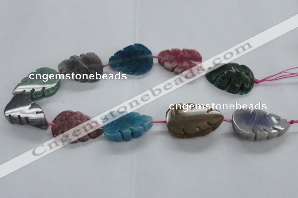 CFG1125 15.5 inches 25*35mm carved leaf agate gemstone beads