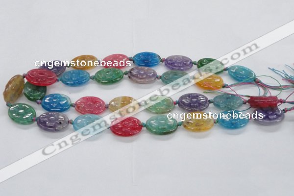 CFG1128 15.5 inches 18*25mm carved oval agate gemstone beads