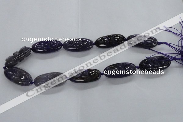 CFG1136 15.5 inches 20*40mm carved oval agate gemstone beads