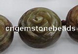 CFG1144 15.5 inches 30mm carved flower flower jade beads