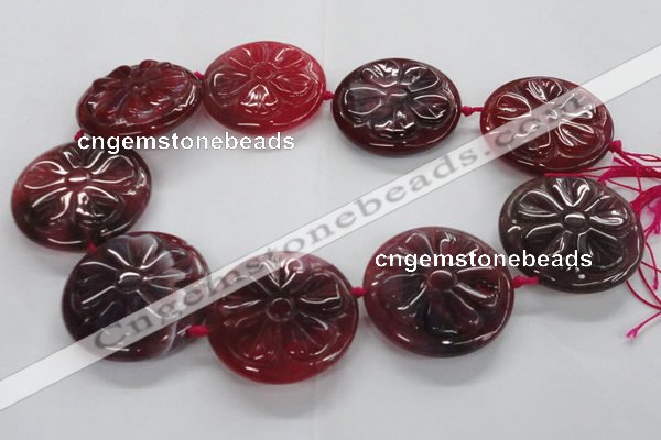 CFG1160 15.5 inches 45mm carved flower agate gemstone beads