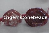 CFG1165 15.5 inches 25mm carved flower plated agate gemstone beads