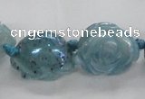 CFG1167 15.5 inches 25mm carved flower plated agate gemstone beads