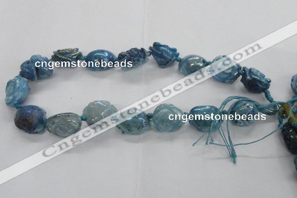 CFG1167 15.5 inches 25mm carved flower plated agate gemstone beads