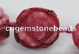 CFG1171 15.5 inches 35mm carved flower plated agate gemstone beads