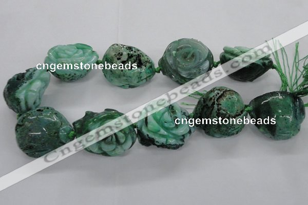 CFG1172 15.5 inches 35mm carved flower plated agate gemstone beads