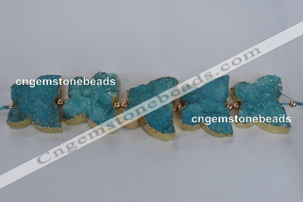 CFG1194 7.5 inches 40*45mm - 45*55mm butterfly druzy agate beads