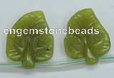 CFG12 15.5 inches 20*24mm carved leaf Korean jade beads