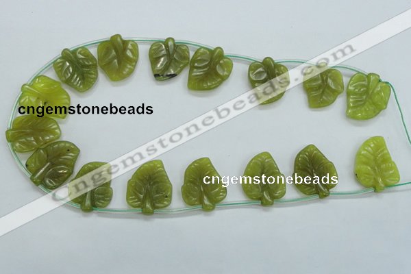 CFG12 15.5 inches 20*24mm carved leaf Korean jade beads