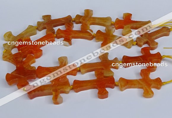 CFG1231 15.5 inches 32*45mm - 35*48mm cross dragon veins agate beads