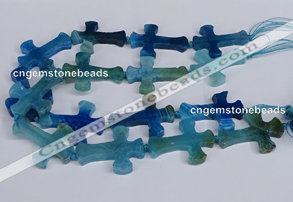 CFG1234 15.5 inches 32*45mm - 35*48mm cross dragon veins agate beads