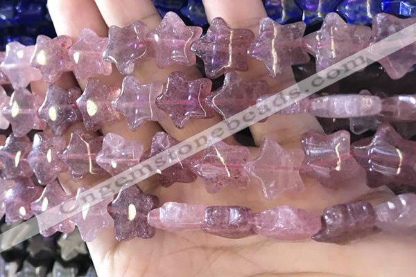 CFG1300 15.5 inches 15mm carved star strawberry quartz beads