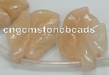 CFG14 15.5 inches 20*26mm carved leaf pink aventurine jade beads