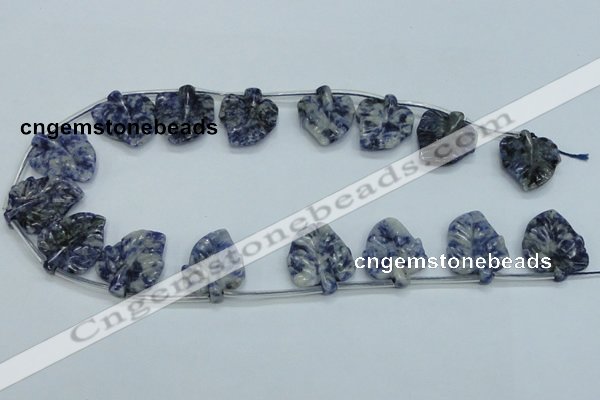 CFG15 15.5 inches 20*26mm carved leaf sodalite gemstone beads