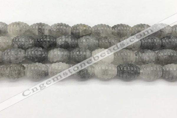 CFG1502 15.5 inches 15*20mm carved rice cloudy quartz beads