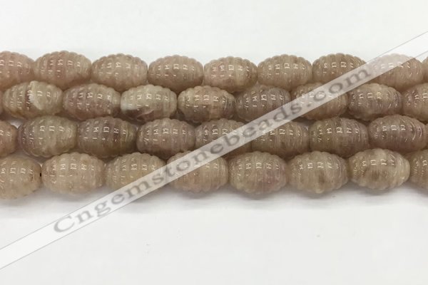 CFG1505 15.5 inches 15*20mm carved rice strawberry quartz beads