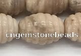 CFG1506 15.5 inches 15*20mm carved rice moonstone beads