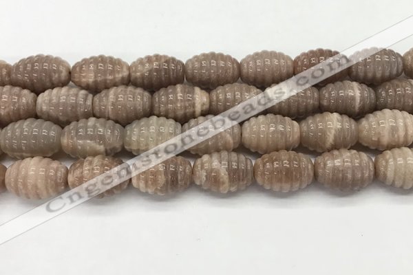 CFG1507 15.5 inches 15*20mm carved rice moonstone beads