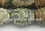 CFG1509 15.5 inches 15*20mm carved rice rhyolite gemstone beads