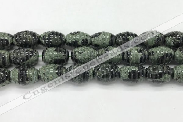 CFG1510 15.5 inches 15*20mm carved rice kambaba jasper beads