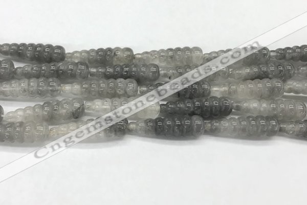 CFG1526 15.5 inches 10*35mm carved teardrop cloudy quartz beads