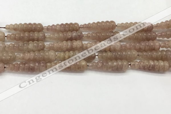 CFG1528 15.5 inches 10*35mm carved teardrop strawberry quartz beads