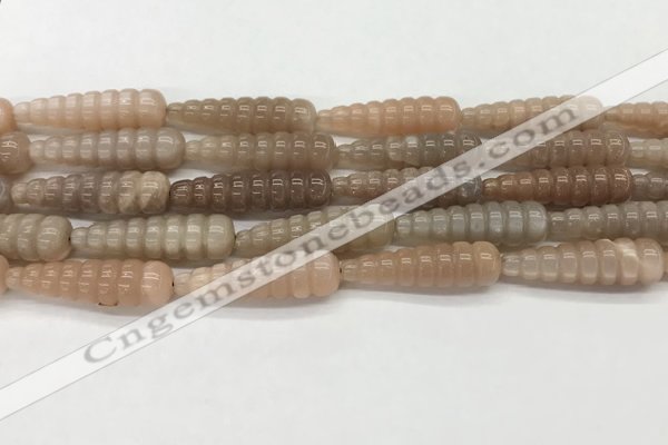 CFG1529 15.5 inches 10*35mm carved teardrop moonstone beads