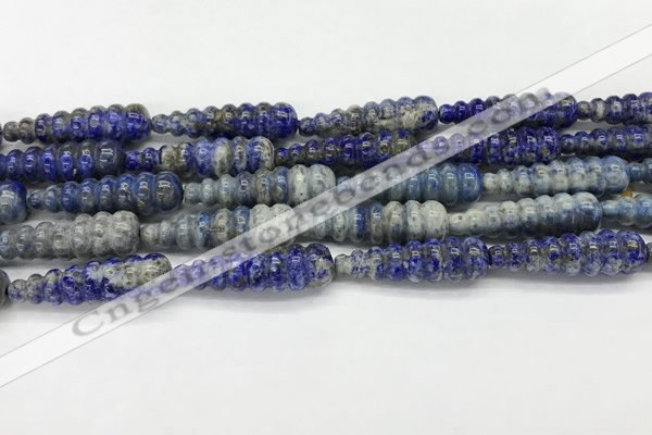 CFG1533 15.5 inches 10*35mm carved teardrop lapis lazuli beads