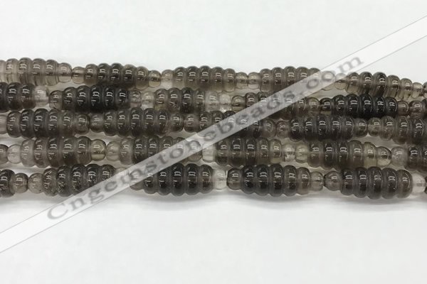 CFG1540 15.5 inches 10*30mm carved rice smoky quartz beads