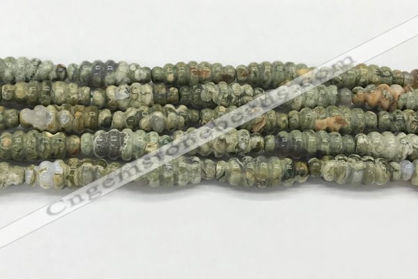 CFG1544 15.5 inches 10*30mm carved rice rhyolite gemstone beads