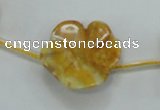 CFG17 15.5 inches 24mm carved flower yellow crazy lace agate beads