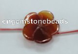 CFG19 15.5 inches 24mm carved flower natural red agate beads