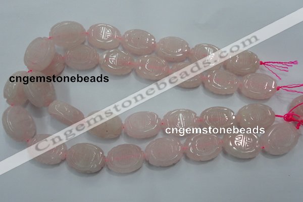 CFG206 15.5 inches 18*25mm carved oval rose quartz gemstone beads