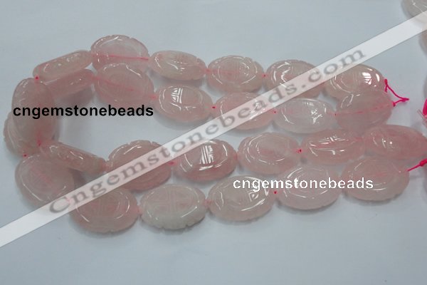 CFG207 15.5 inches 22*30mm carved oval rose quartz gemstone beads