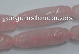 CFG208 15.5 inches 12*40mm carved rice rose quartz gemstone beads