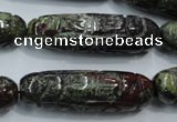 CFG210 15.5 inches 12*40mm carved rice dragon blood jasper beads