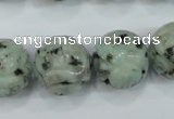 CFG214 15.5 inches 18mm carved round sesame jasper beads