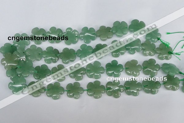 CFG215 15.5 inches 20mm carved flower green aventurine beads