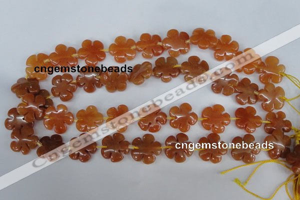 CFG216 15.5 inches 20mm carved flower red aventurine beads