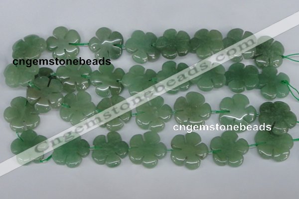 CFG218 15.5 inches 24mm carved flower green aventurine beads