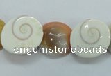 CFG22 15.5 inches 16*18mm carved flower shell gemstone beads