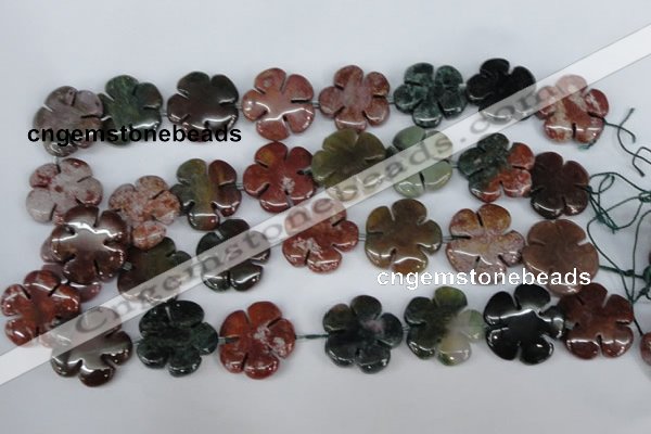 CFG220 15.5 inches 24mm carved flower Indian agate beads