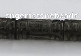 CFG223 15.5 inches 14*31mm carved column smoky quartz beads