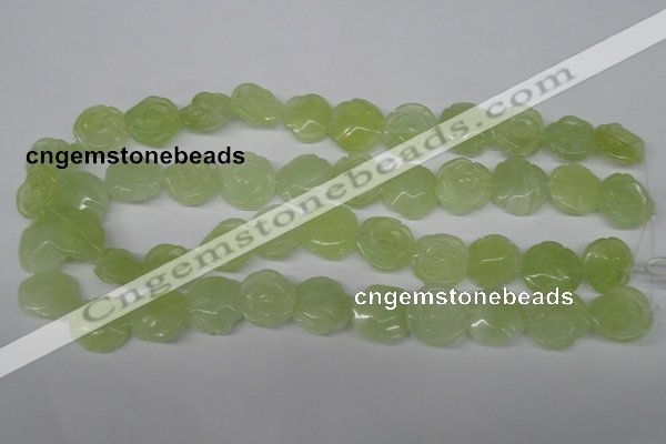 CFG234 15.5 inches 18mm carved flower New jade gemstone beads