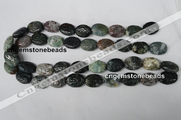 CFG246 15.5 inches 15*20mm carved oval Indian agate beads